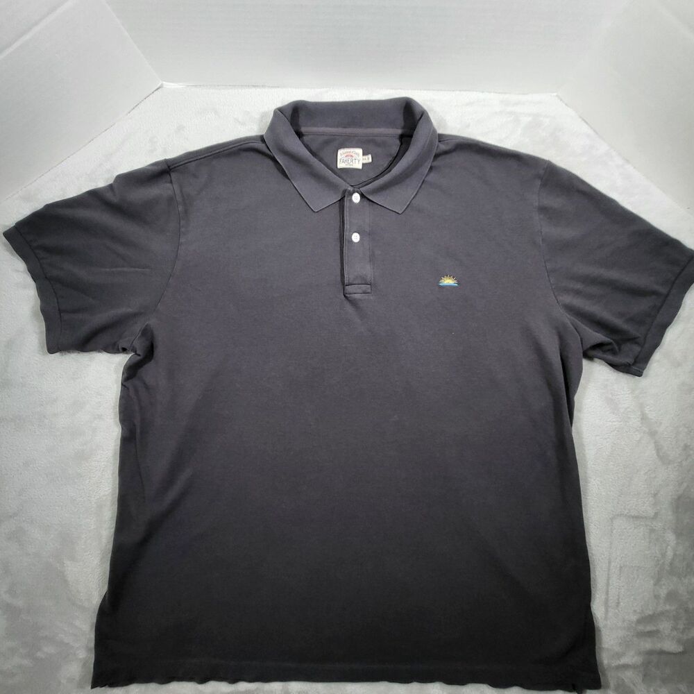 Faherty Movement Polo Shirt Mens XXL 2XL Gray Short Sleeve Pima Cotton Stretch